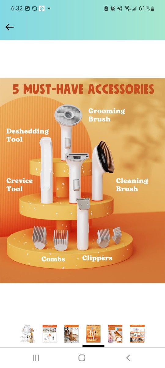 Dog Grooming Kit & Vacuum, Upgraded 5 in 1 Pet Grooming Tool with 3 Mode Powerful Suction, Rechargable Dog Clippers Trimmer, DeShedding Brush Hair Rem