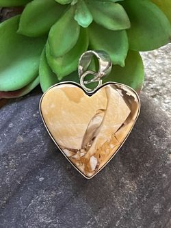 Brecciated Mookaite Gemstone Heart 1.8” Silver Pendant
