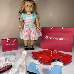 American Girl 18” “Maryellen”Doll, Meet Outfit, Accessories & Ice Skating Outfit