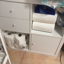 White Cabinet Four Compartments Two Drowers 