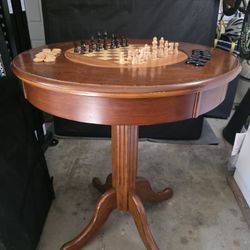 Solid Wood Rotating Game Bar Table (chess, Checkers Scrabble) 