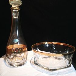 CRYSTAL DECANTER & BOWL