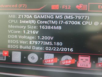 MSI Z190 I7 CPU and 16GB DDR4 RAM