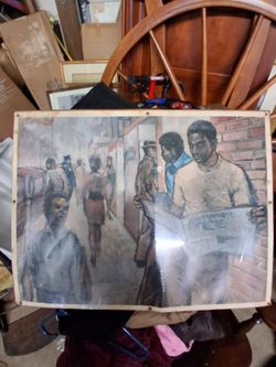 Vintage Street Scene Figurative Painting Print