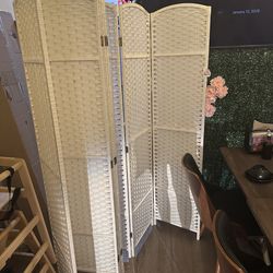 Duraspace 6 Panels Room Divider 6 FT Tall Weave Fiber Privacy Screen Freestanding Double Hinged Folding Screen Extra Wide Room Dividers for Patio Priv