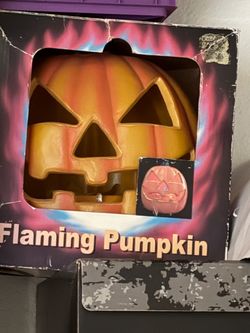 Flaming pumpkin decoration