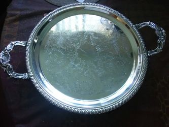Footed silver plated tray