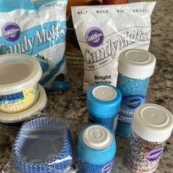 Cupcake Supplies, candy melts, sprinkles, cupcake wrappers $15
