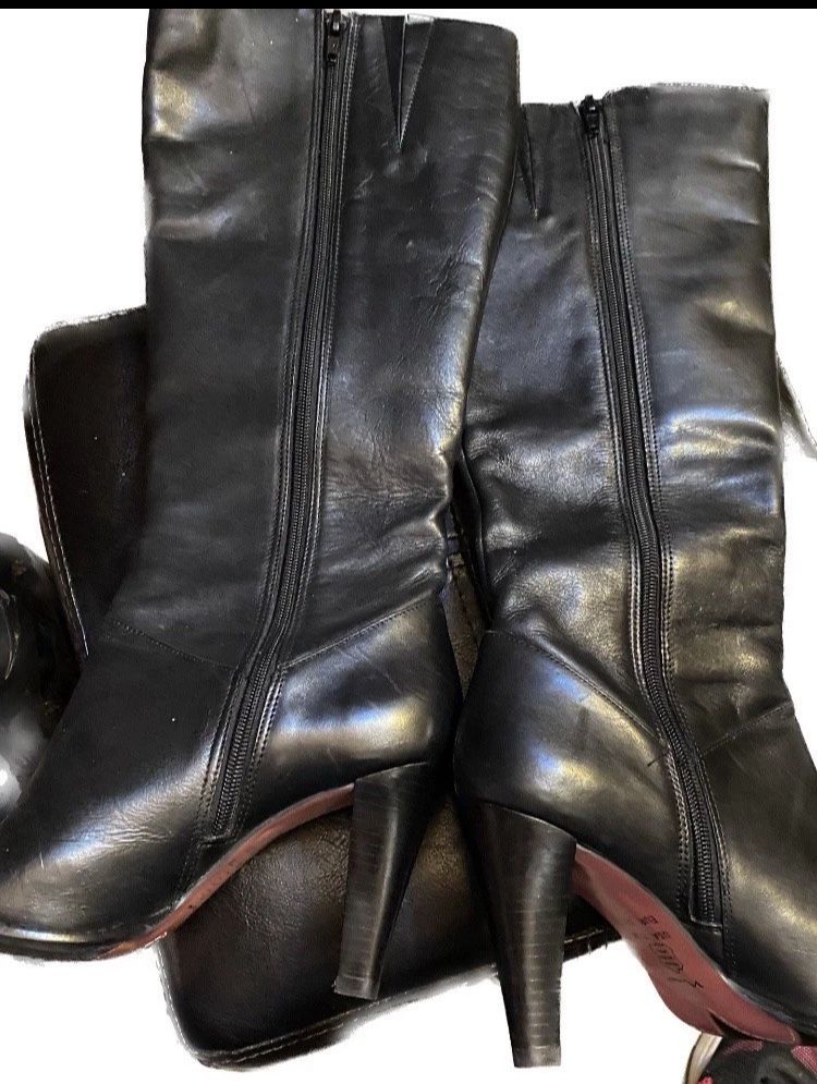 Ladies Nina 7.5 Black Leather Boots