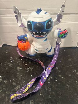 Disneyland Halloween Stitch Mummy Glow-in-the-Dark & Light Up Popcorn Bucket