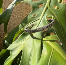 Gucci Square G Motif Sterling Silver 925 Arabesque Cuff Bracelet Size 17