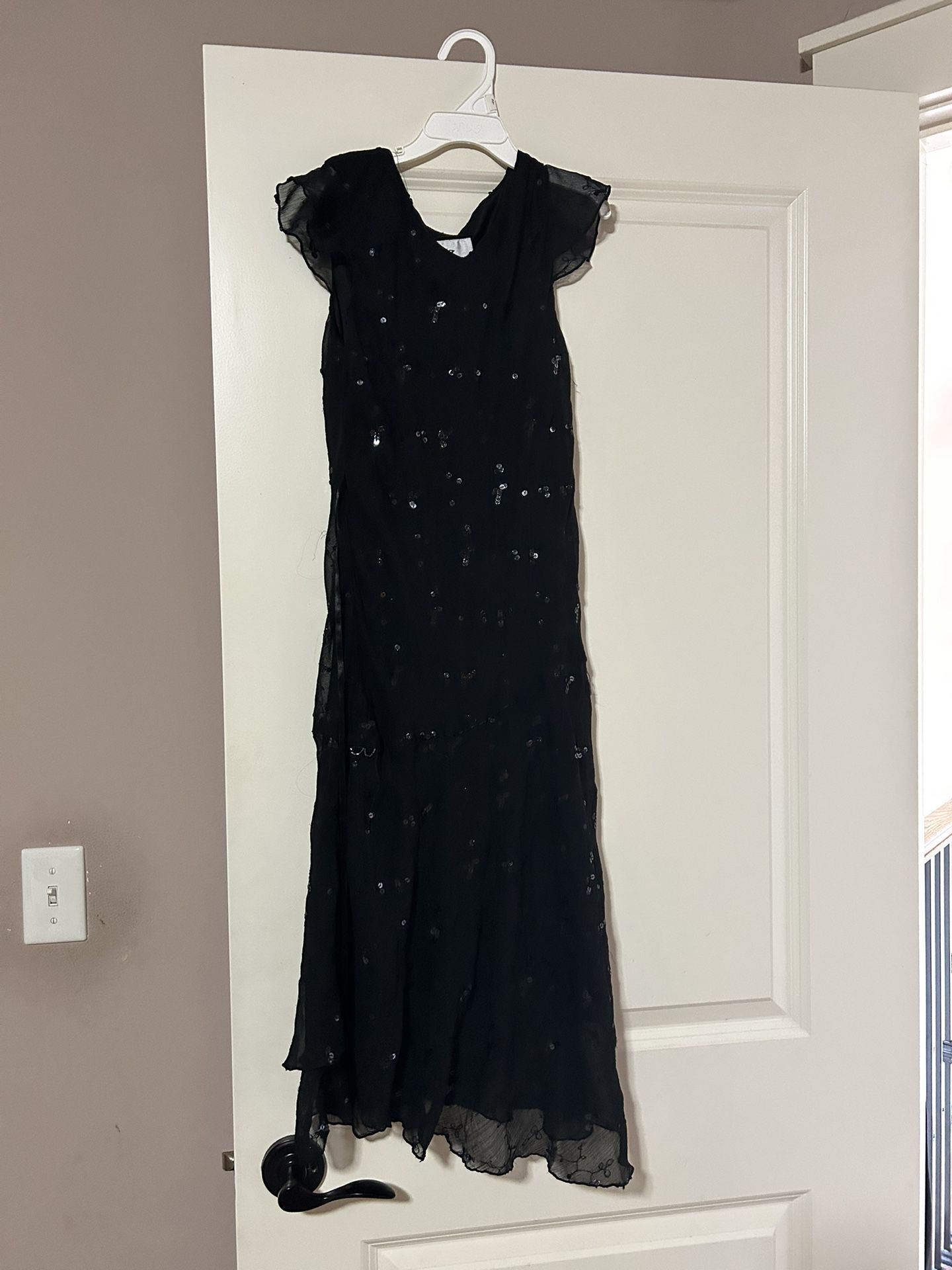 Girls Maxi Dress Black Sequence
