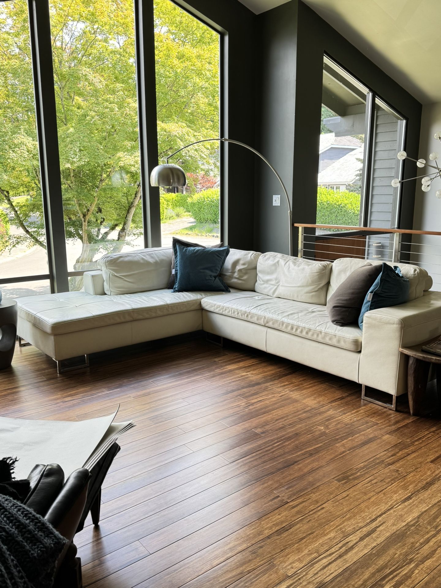 White Leather Sectional From Kasala