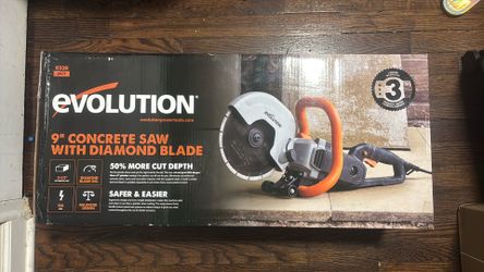 Evolution 9” concrete saw with diamond blade