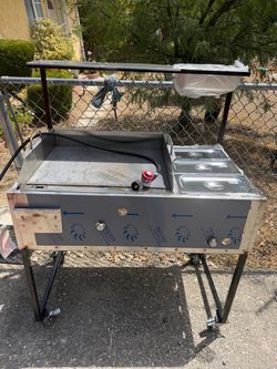 Outdoor propane griddle , plancha con vaporera