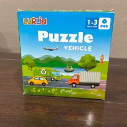 Lurlin Wooden Vehicle Jigsaw Puzzle Set 6 Pcs Interlocking Ages 1-3 Yeara Old