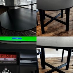 Modern Black Furniture Set – Dining Table, Coffee Table & TV Stand 