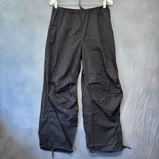 Divided H&M BAGGY parachute wide leg black pants men's XS Extra Small