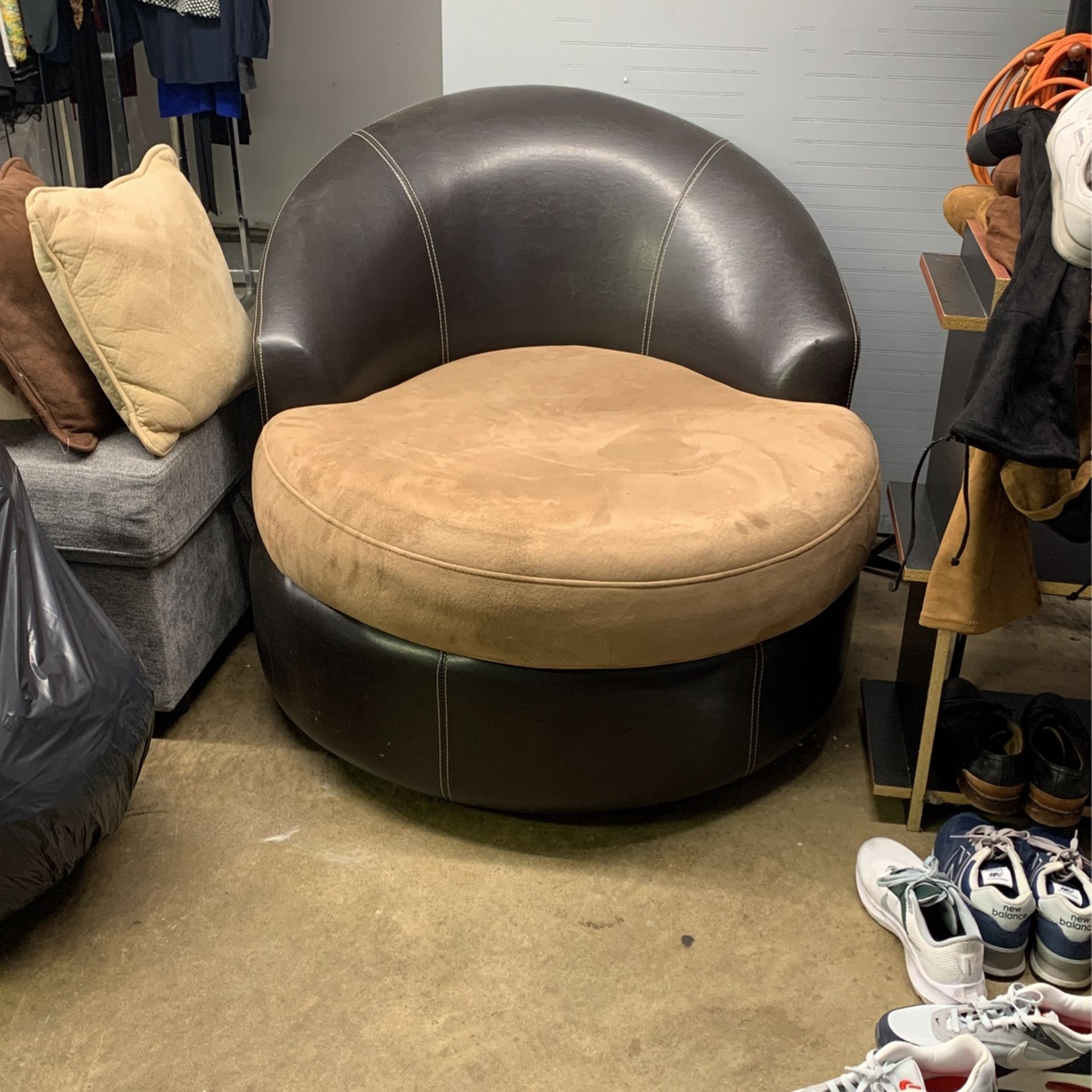 Rotating Leather Love Seat