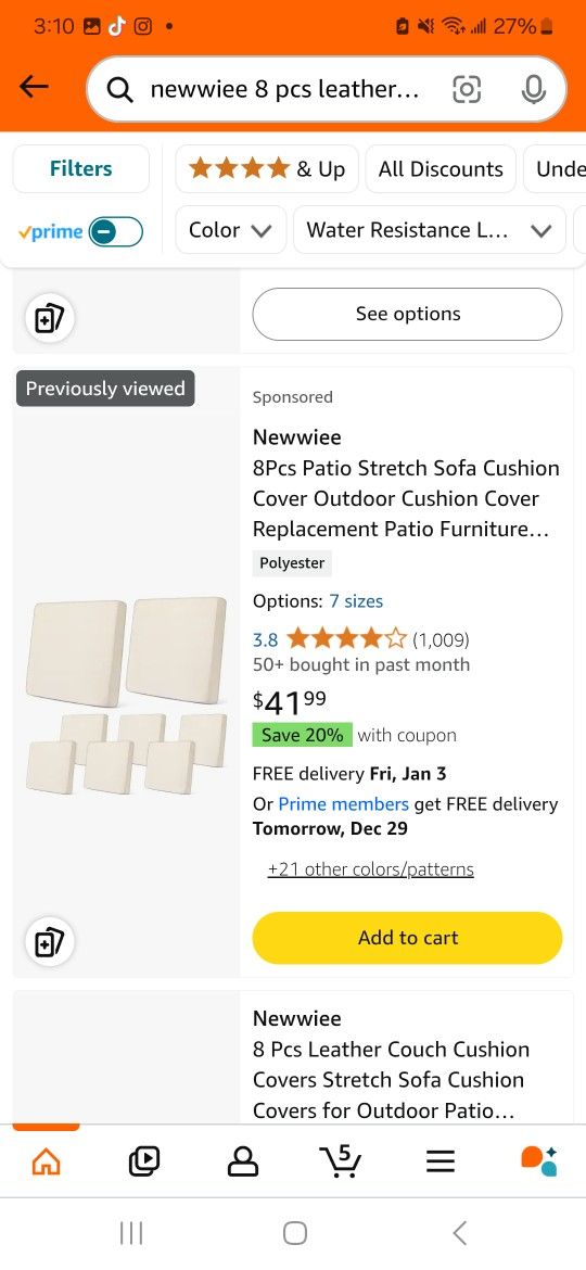 newwiee 8 pcs leather couch cushion covers stretch sofa cushion covers for outdoor patio waterproof couch slipcovers replacement leather individual el