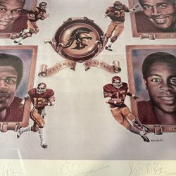 GORGEOUS USC Trojans 4 Heisman Winners 27x31 AUTO'D Print, Marcus Allen, Simpson