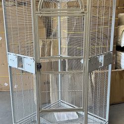 Extra Large White Corner Parrot Birds Flight Rolling Cage 