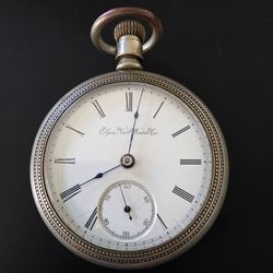 Antique 1890 Elgin 18s 7J Dueber Silverine Pocket Watch For Parts Repair