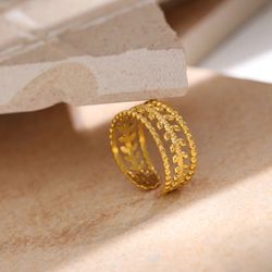 Leaves Opening Ring 7 stainless 316L