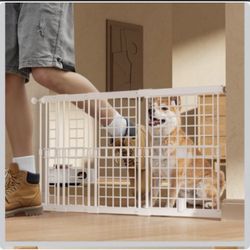 Adjustable Dog Gate - 13-22 Inch Height, 18-42Inch Width Extension - No Drill Pet Gate for Doorways, Stairs, Puppies