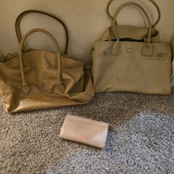 2 Tan Purses And Wallet