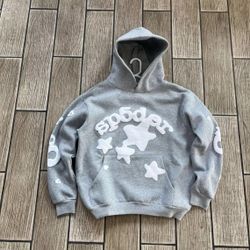 Spider Hoodie Beluga Heather Grey Size Medium