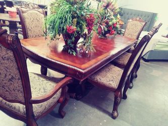 Dining Table 6 chairs Double leaf