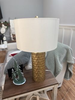 Geometric Table Lamp with Drum Shade, Gold - Set Of 2