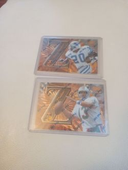Two 1997 Pinnacle  football Z-Team promos Dan MARINO and Barry Sanders with coating