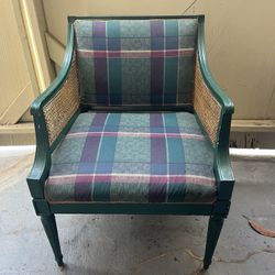 Gorgeous Vintage Plaid Victorian Arm Chair 
