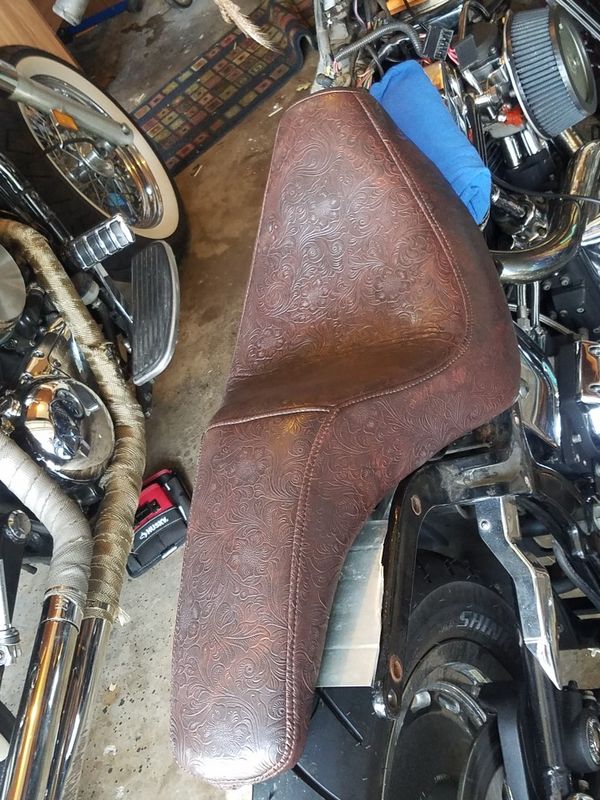Custom brown leather motorcycle seat for Sale in Garland, TX OfferUp