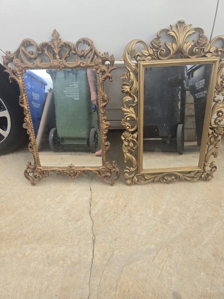 2 Gold Border Classic Design Mirrors..excellent Condition