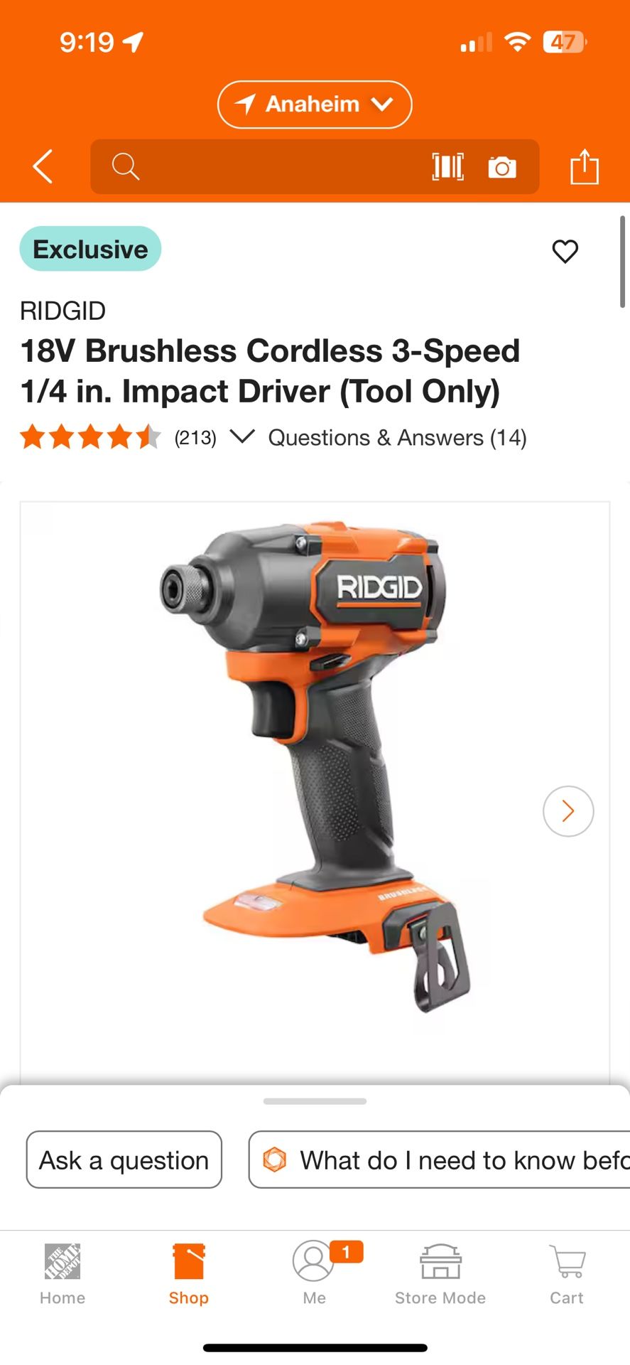 Ridgid Impact Driver Drill