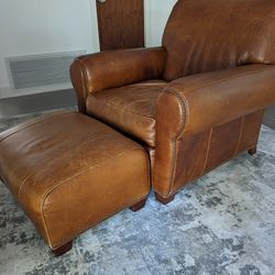 Leather Chair and Ottoman, large