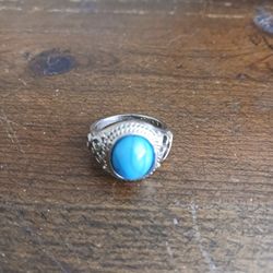 Sterling Silver 925 Woman's Turquoise 7 3/4 -8 Ring