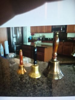 Antique brass bells set of three perfect old