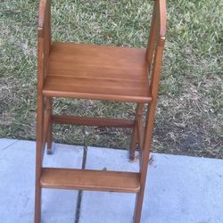 Yoleo Wooden High Chair for Toddlers to Teens, Adjustable Dining Feeding Chair with Steps Grows with Child, Max 60kg (Nut-Brown) Used in good conditio