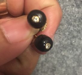 14k Black Coral diamond earrings