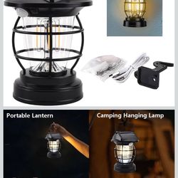 LED Solar Vintage Camping Lantern 4000 mAh 6000LM Wall Light Fixtures Motion Sensor Light Rechargeable Porch Sconces 4 Modes Outdoor Waterproof Hangin