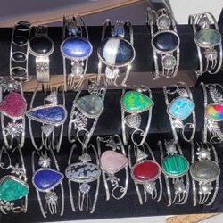 I've got some Stunning, Natural Cut and Polished Stone Cuff Bracelets / Stainless Steel