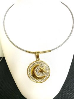 Necklace Choker Stainless steel With Cubic Zirconia Pendant