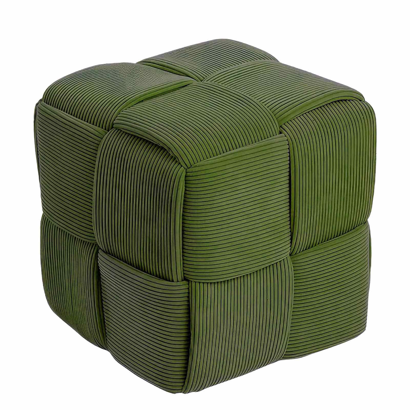 Cmishe Ottoman Foot Rest Soft and Comfortable Ottoman Square Corduroy Woven Design Sofa Stool (Green)
