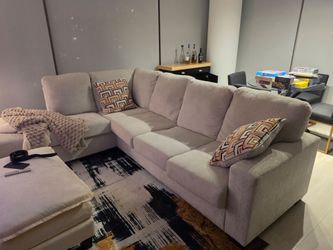3 Month Old Sofa Sectional+ Electric Fireplace and Roller Bar Caddy