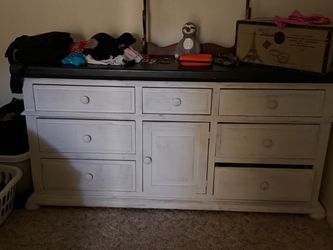 Rustic White Painted Wood Dresser