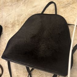 Black cowhide Leather Backpack 